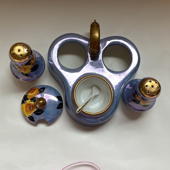Vintage Lustreware Japanese 5 piece Condiment Set - Picture 5 of 13